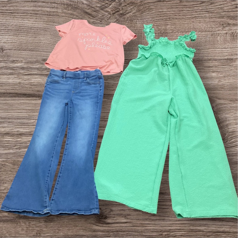Girls Clothing Bundle Wonder Nation Flare Jeans Copper Key Thereabouts Jumpsuit